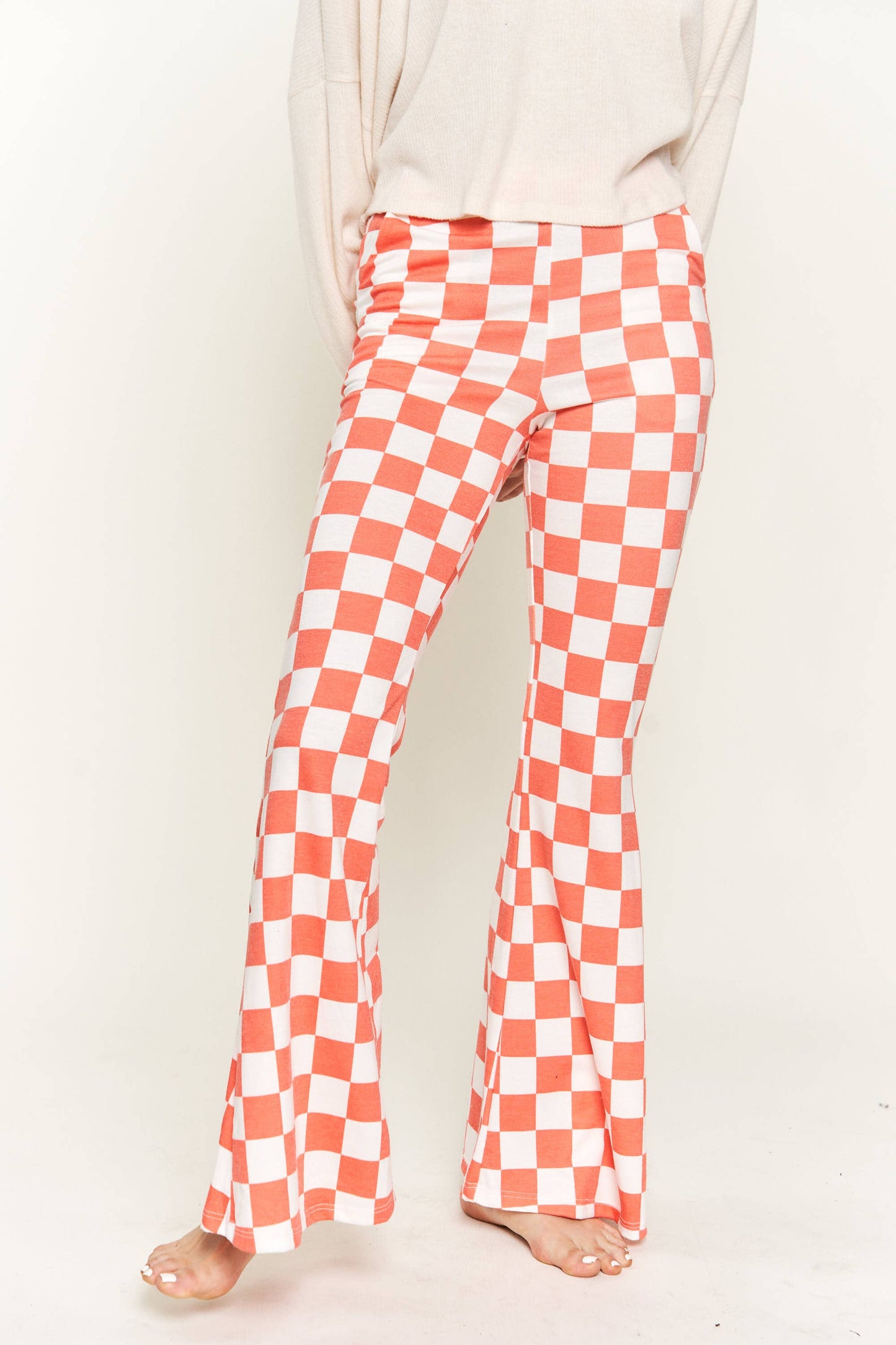 FLARED CHECKERED PANTS KRP3037-3 (Plus available)
