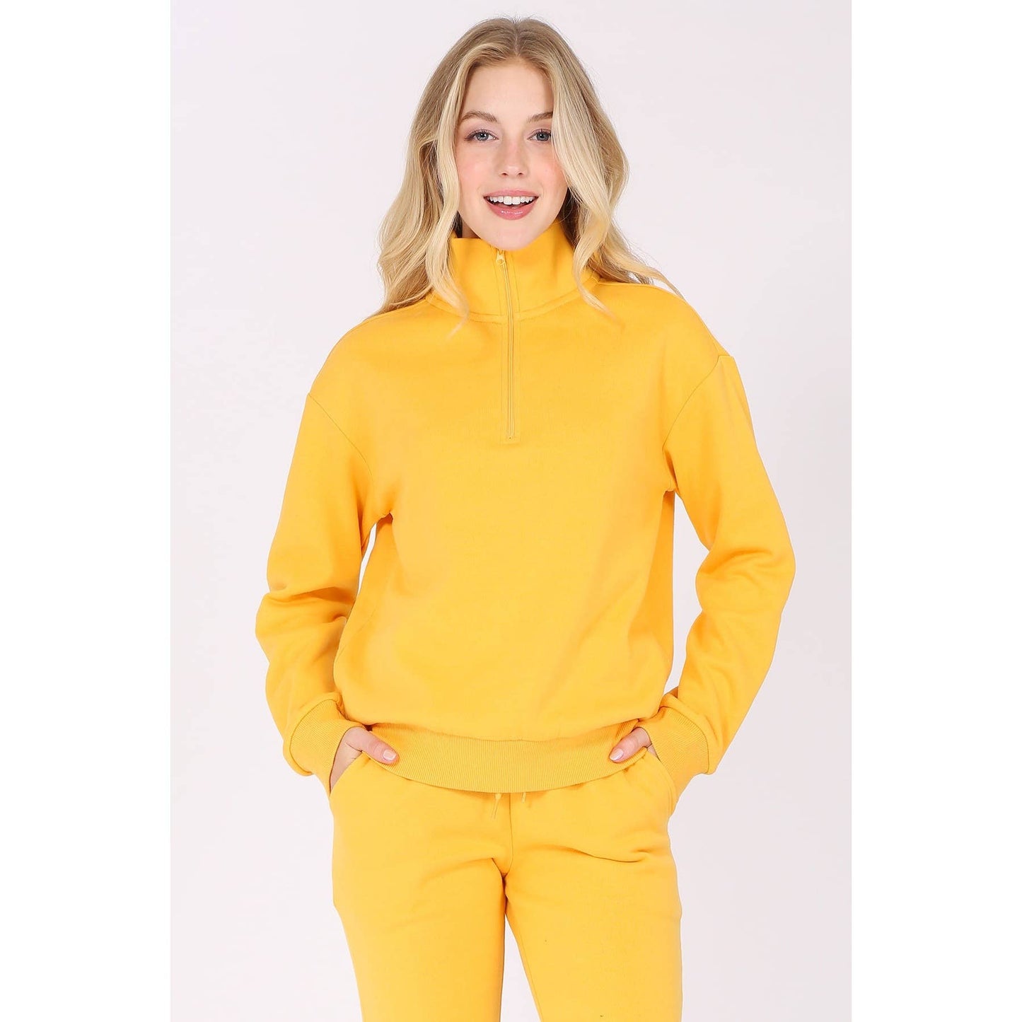 Zip Fleece Pullover Long Sleeve Sweatshirt Top