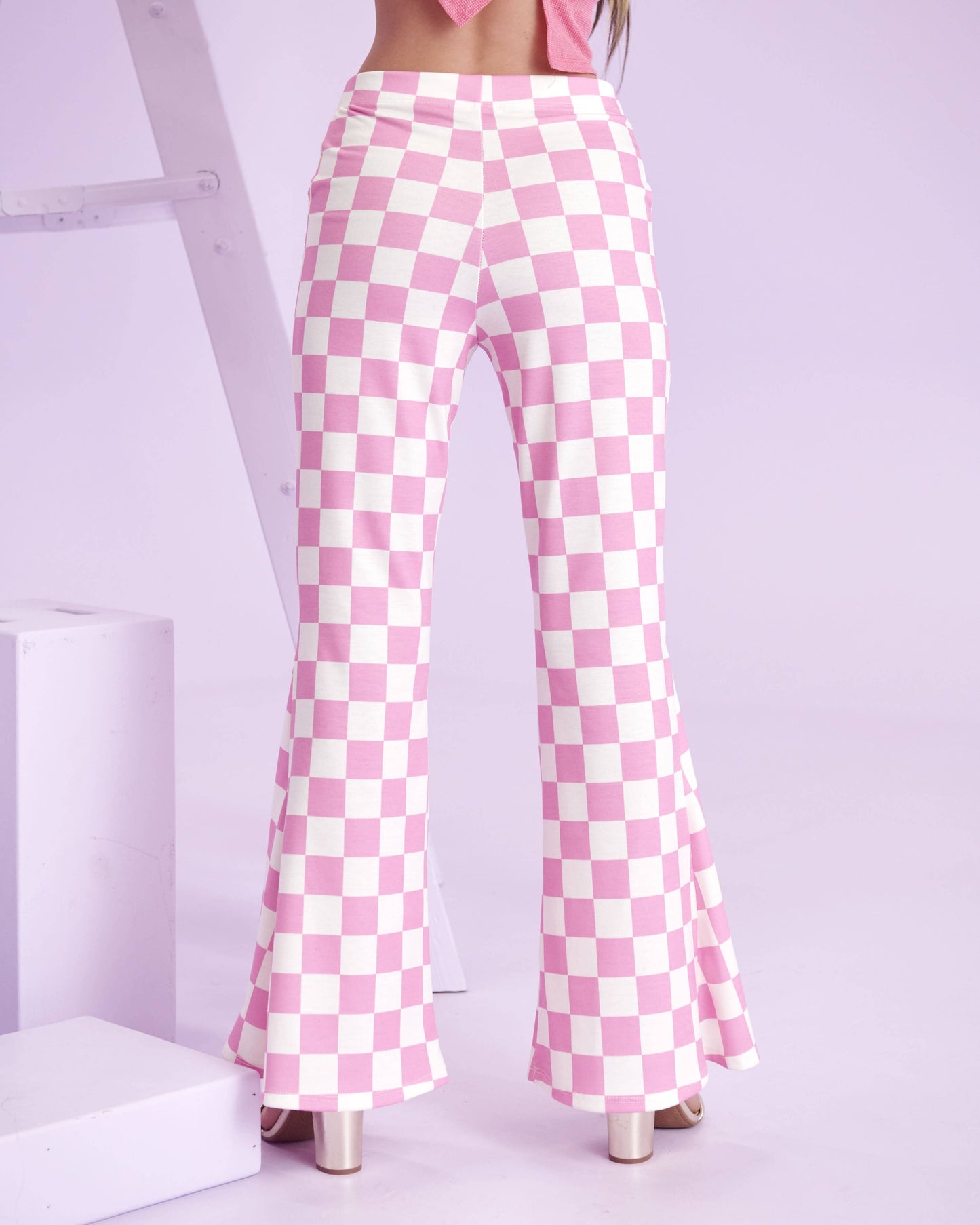 FLARED CHECKERED PANTS KRP3037-3 (Plus available)