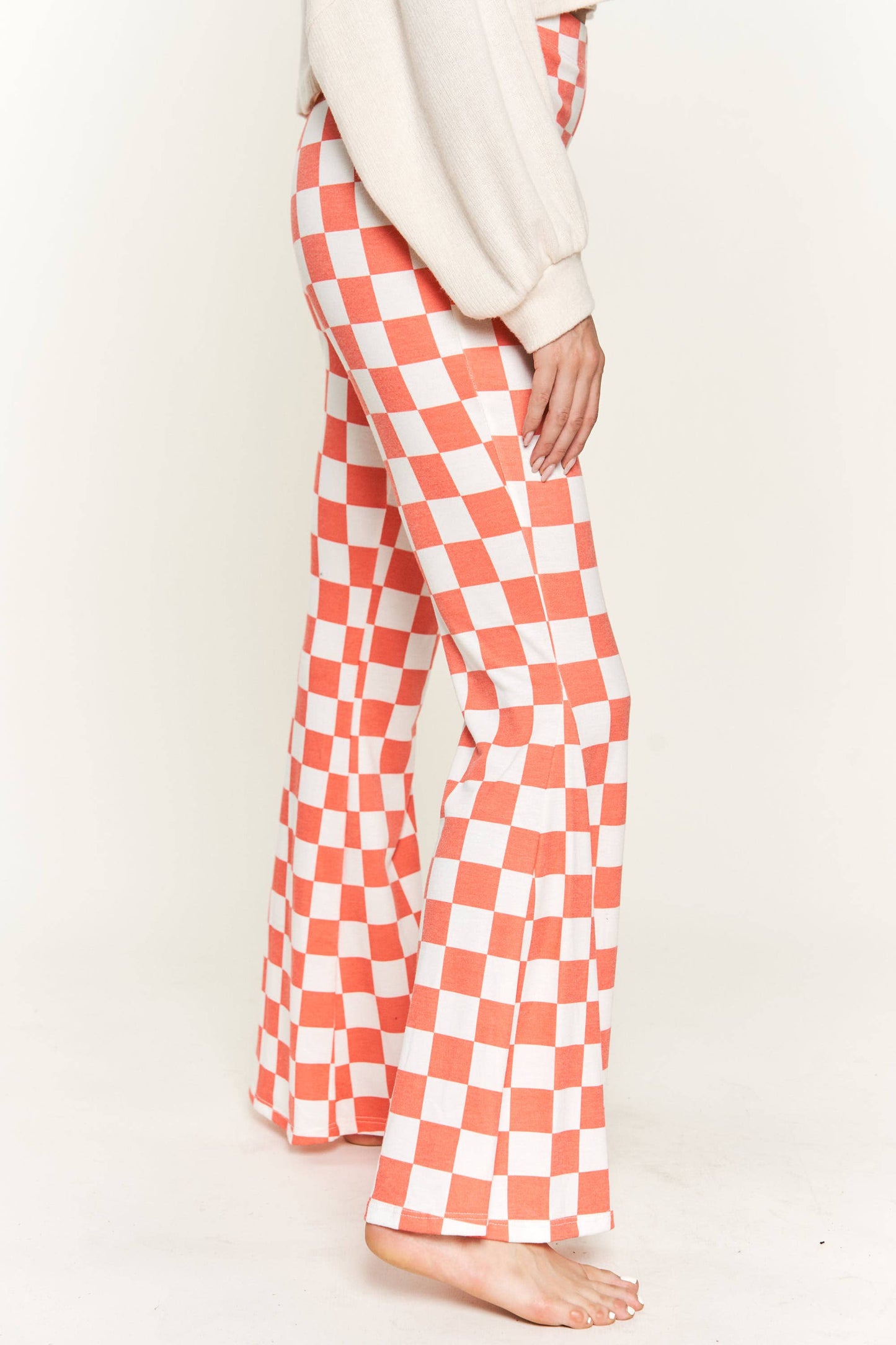 FLARED CHECKERED PANTS KRP3037-3 (Plus available)