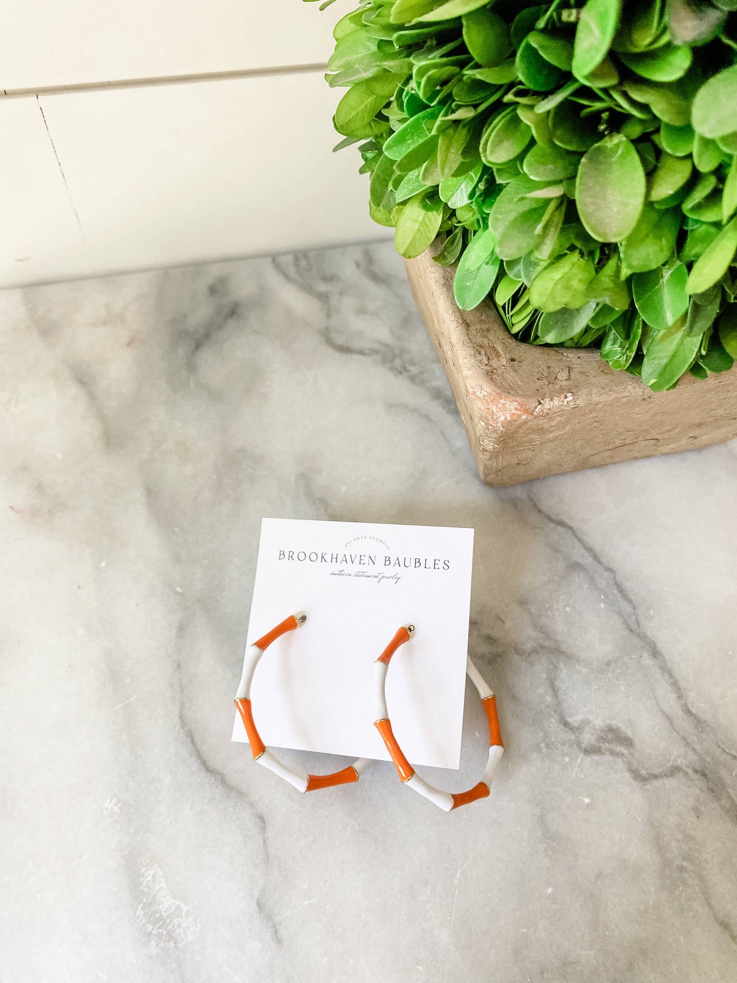 Enamel Bamboo Hoop Game Day Statement Earrings