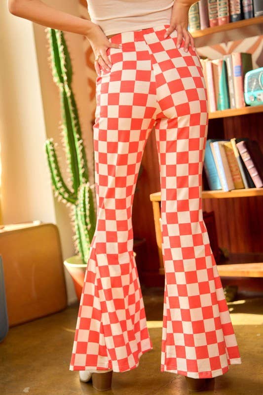 FLARED CHECKERED PANTS KRP3037-3 (Plus available)
