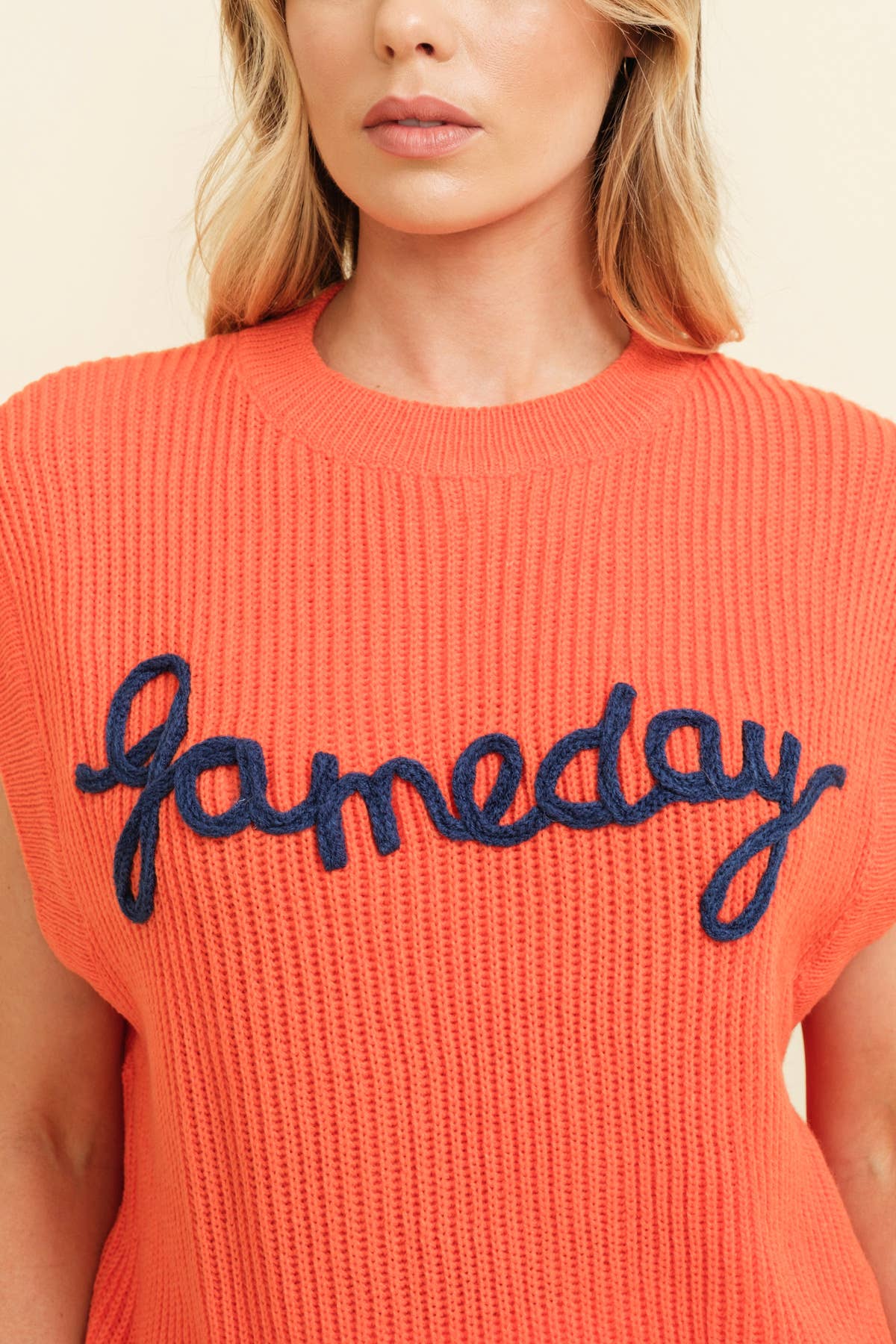 CSW10210-1 - 'GAMEDAY" EMBROIDERED SLEEVELESS SWEATER VEST