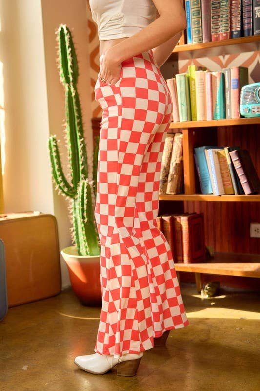 FLARED CHECKERED PANTS KRP3037-3 (Plus available)