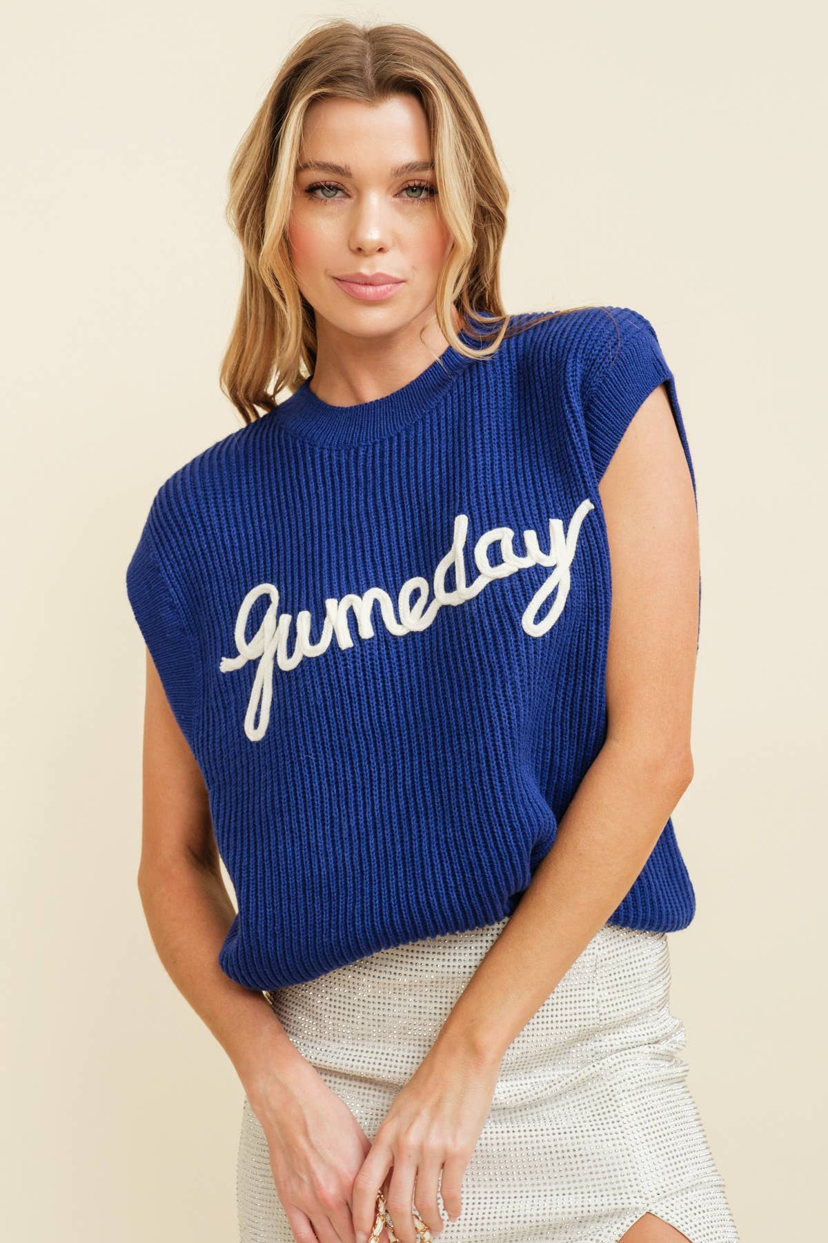 CSW10210-1 - 'GAMEDAY" EMBROIDERED SLEEVELESS SWEATER VEST