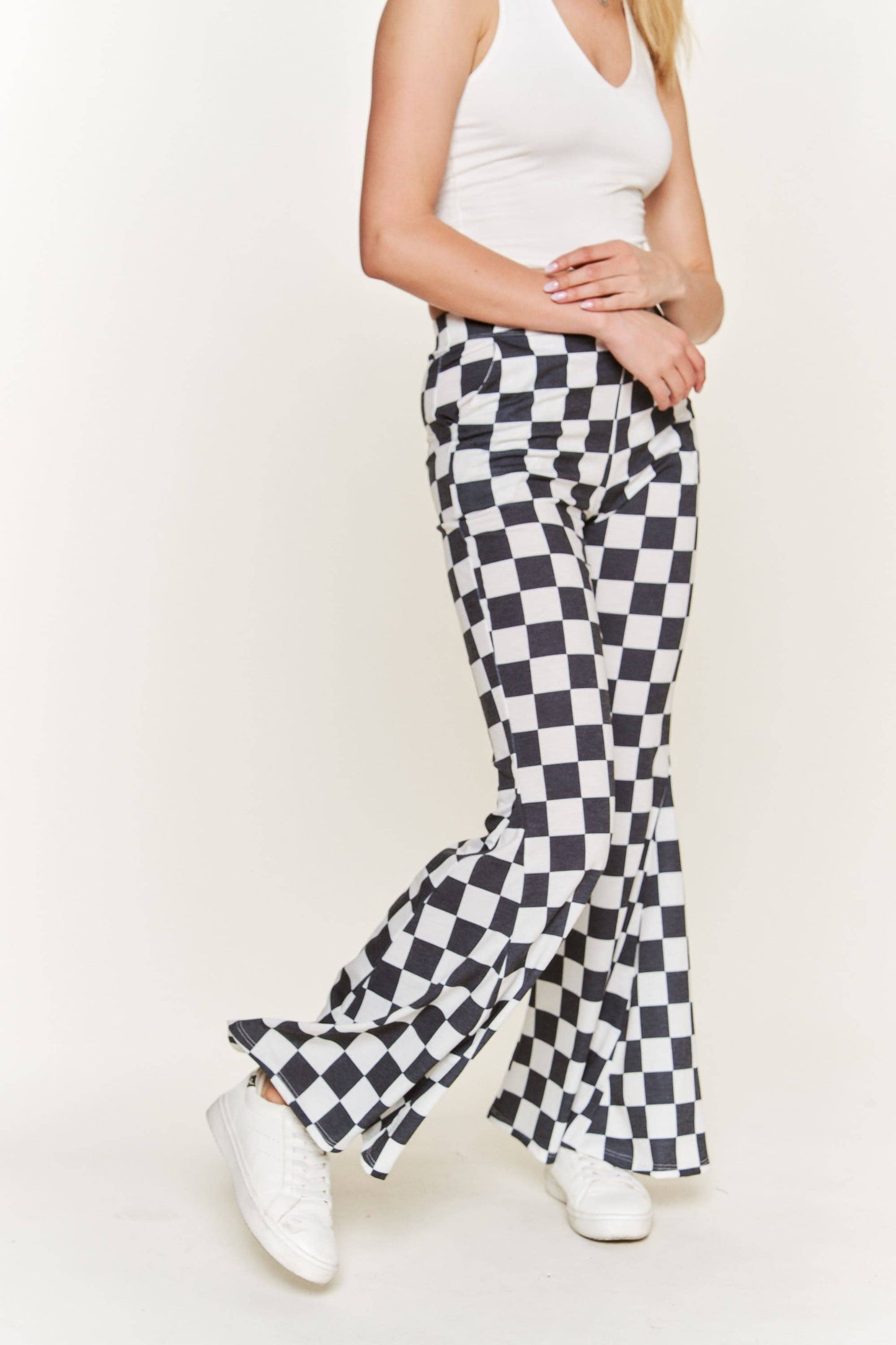 FLARED CHECKERED PANTS KRP3037-3 (Plus available)