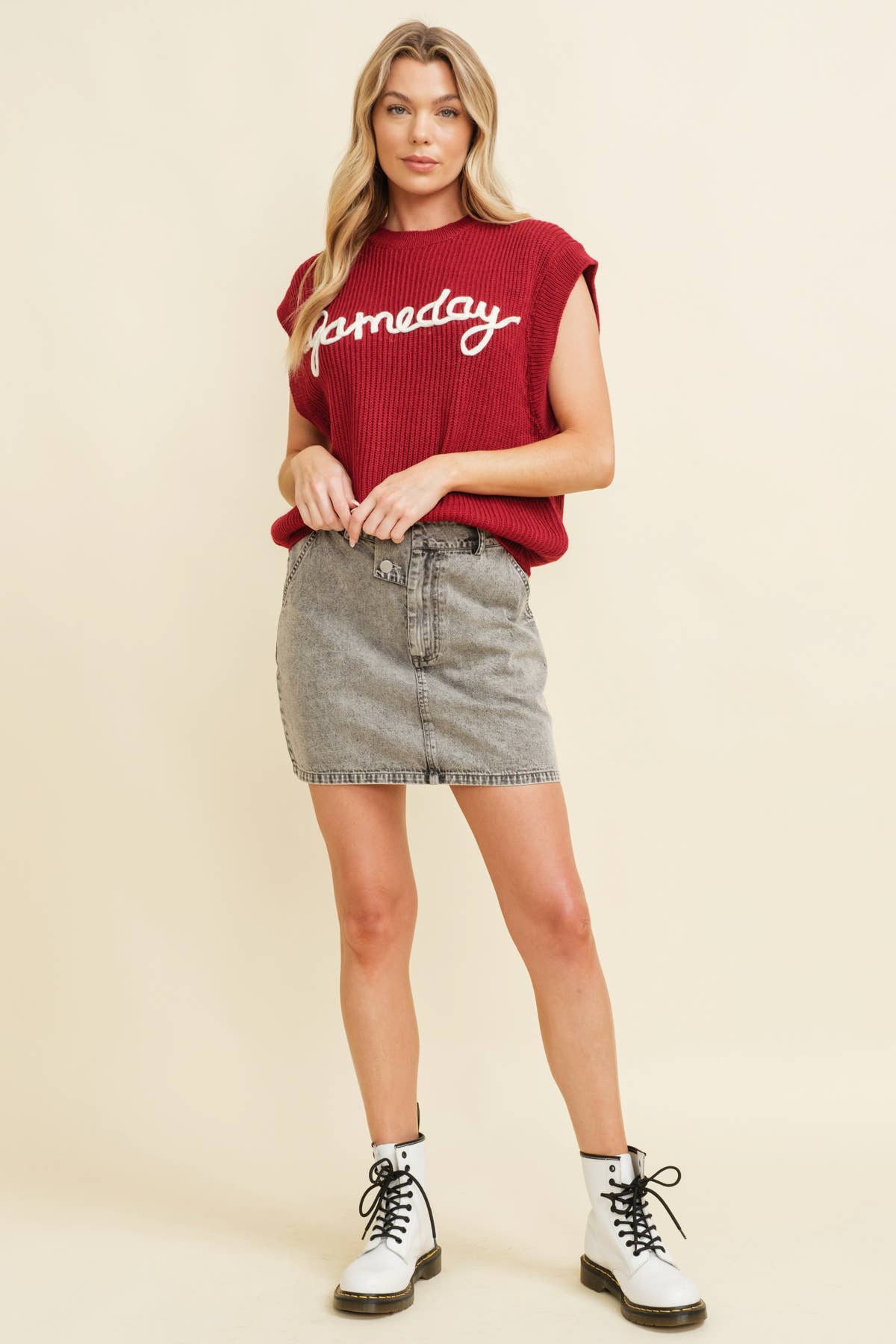 CSW10210-1 - 'GAMEDAY" EMBROIDERED SLEEVELESS SWEATER VEST