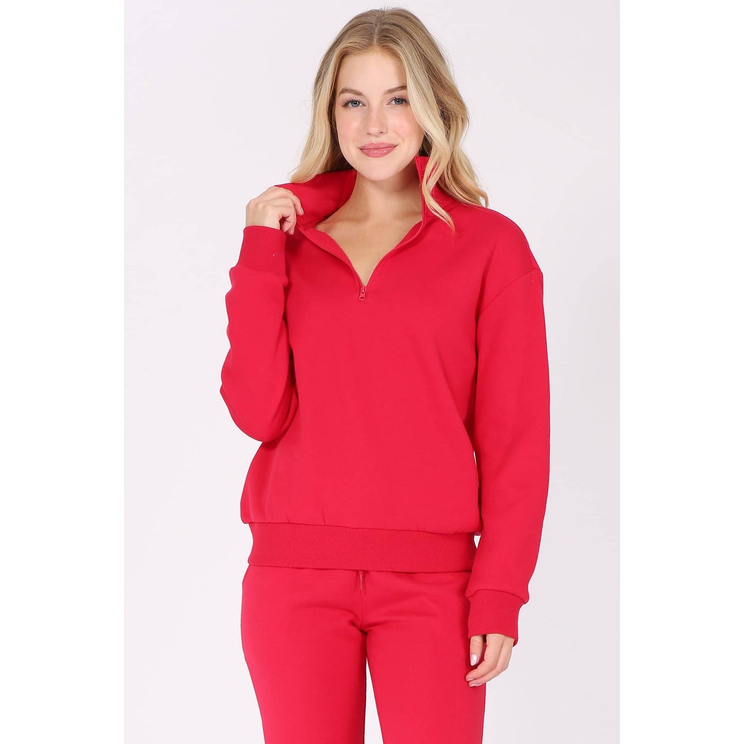 Zip Fleece Pullover Long Sleeve Sweatshirt Top