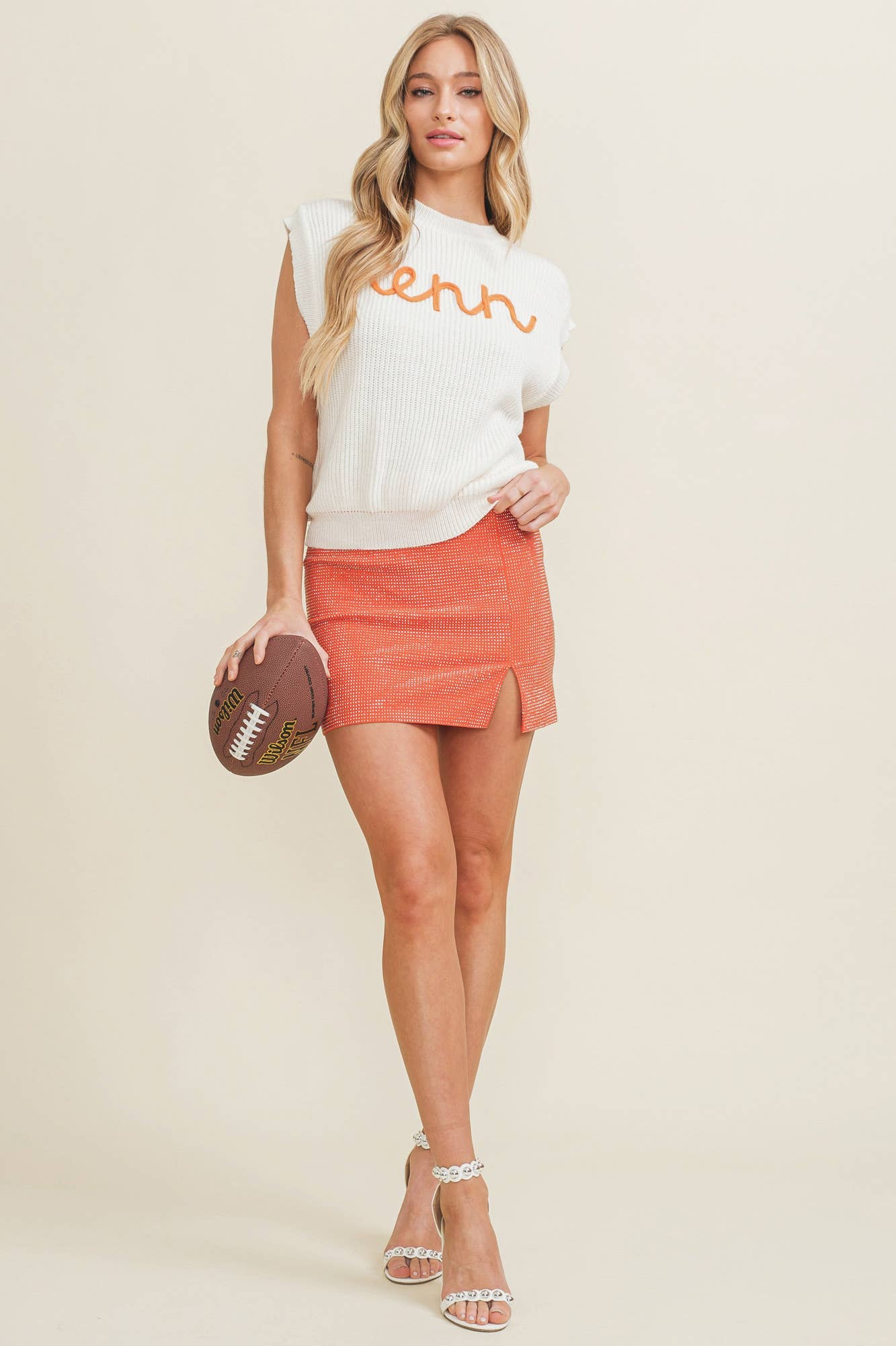 CSW10210Y - 'TENN" EMBROIDERED SLEEVELESS SWEATER TOP
