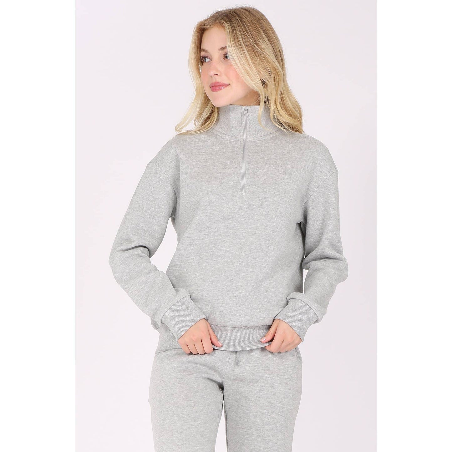 Zip Fleece Pullover Long Sleeve Sweatshirt Top