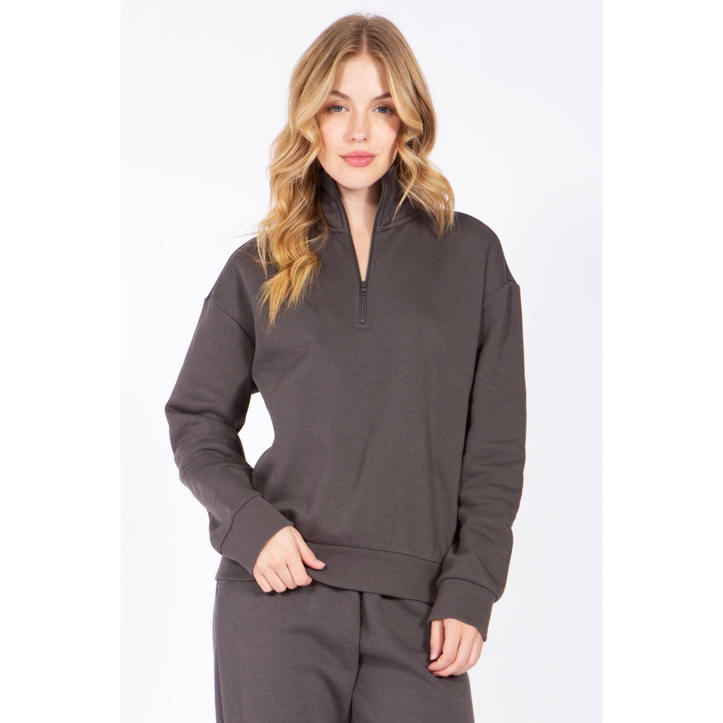 Zip Fleece Pullover Long Sleeve Sweatshirt Top