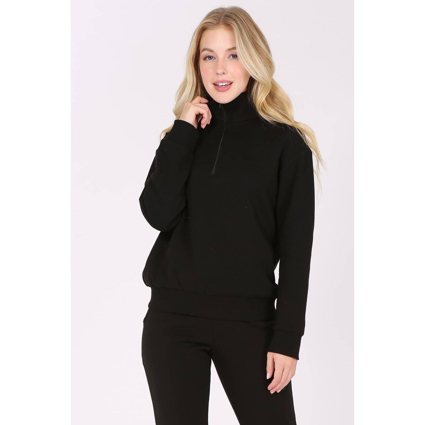 Zip Fleece Pullover Long Sleeve Sweatshirt Top