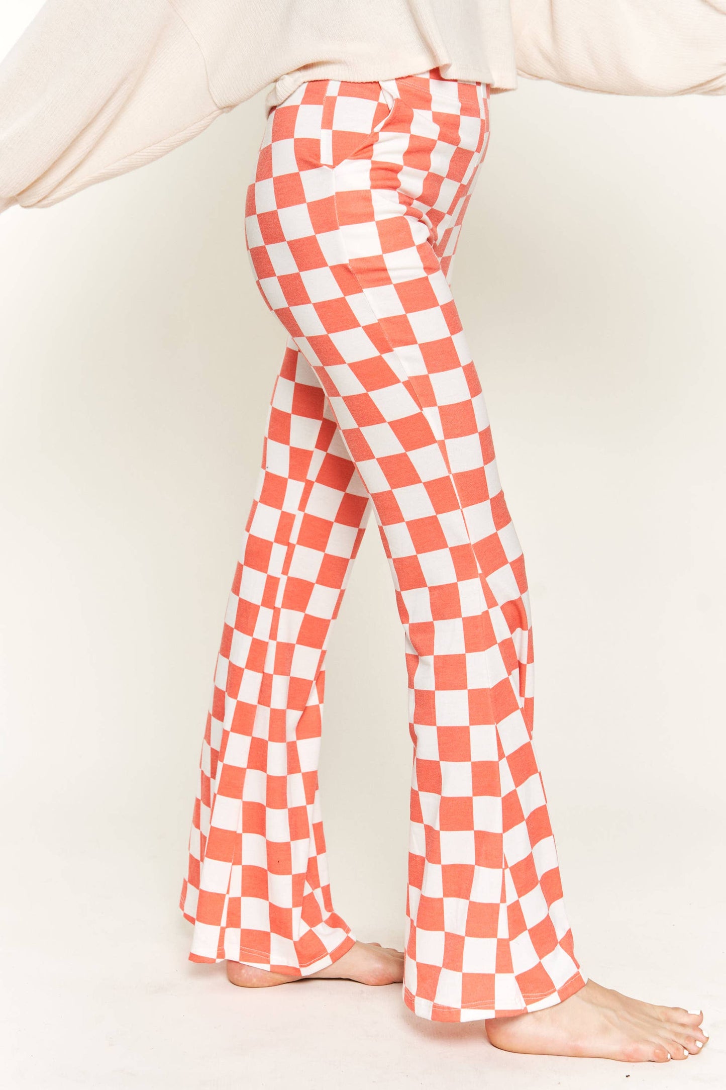 FLARED CHECKERED PANTS KRP3037-3 (Plus available)