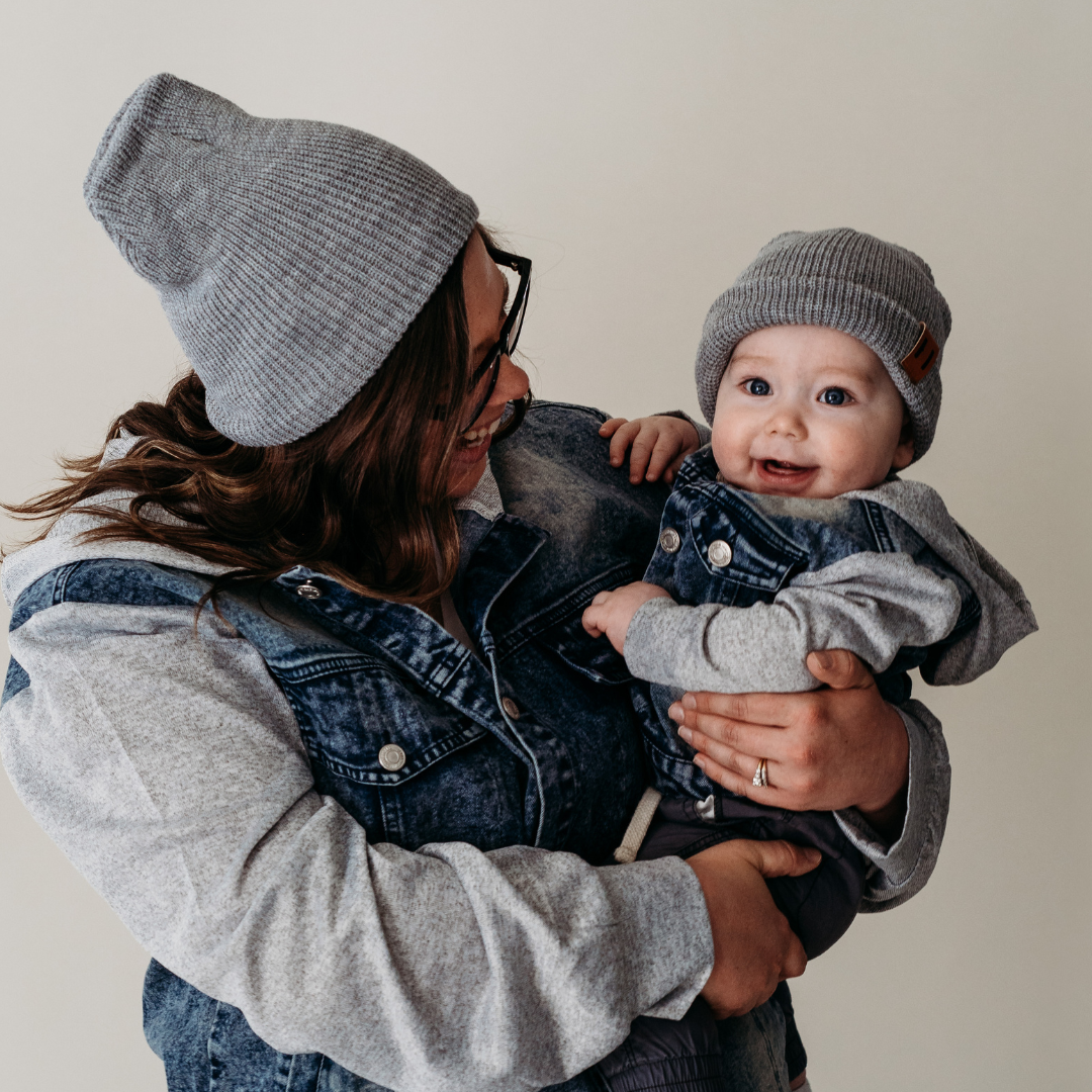 Silver Gray Beanies Mommy & Me- Set of Two