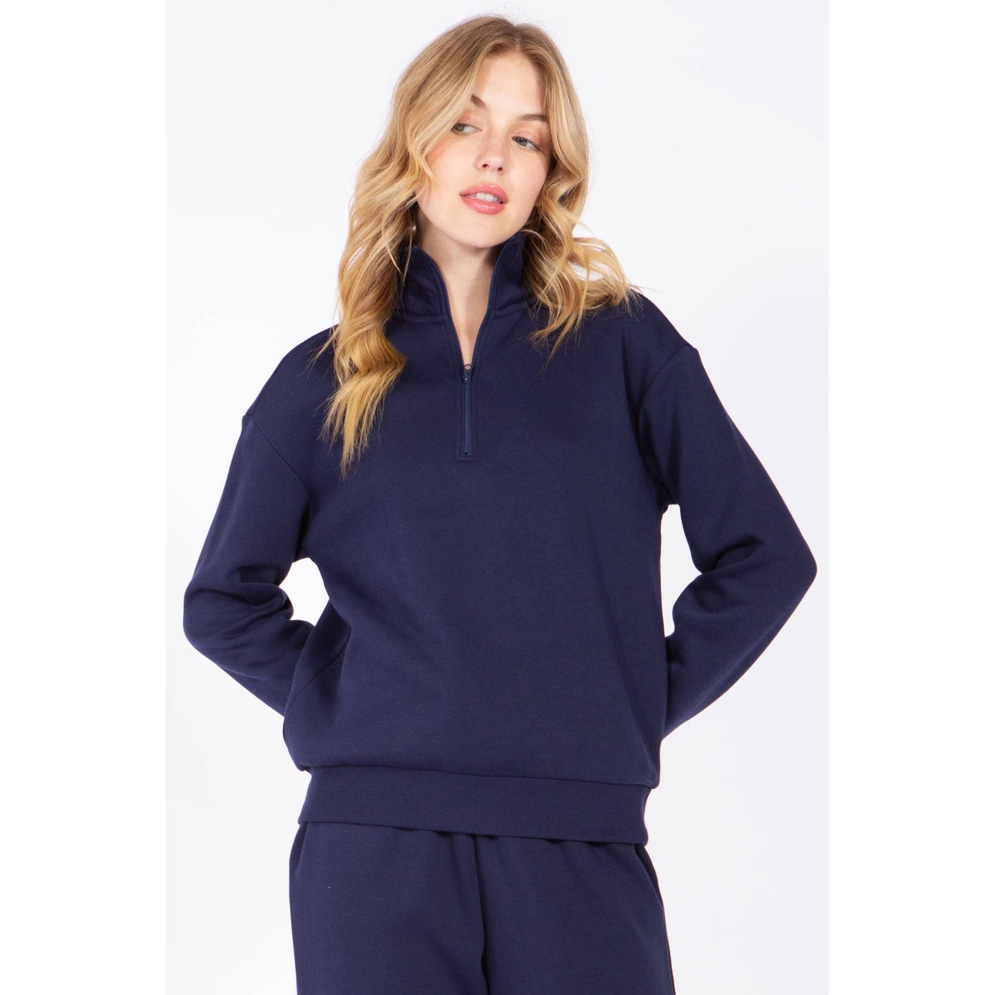 Zip Fleece Pullover Long Sleeve Sweatshirt Top