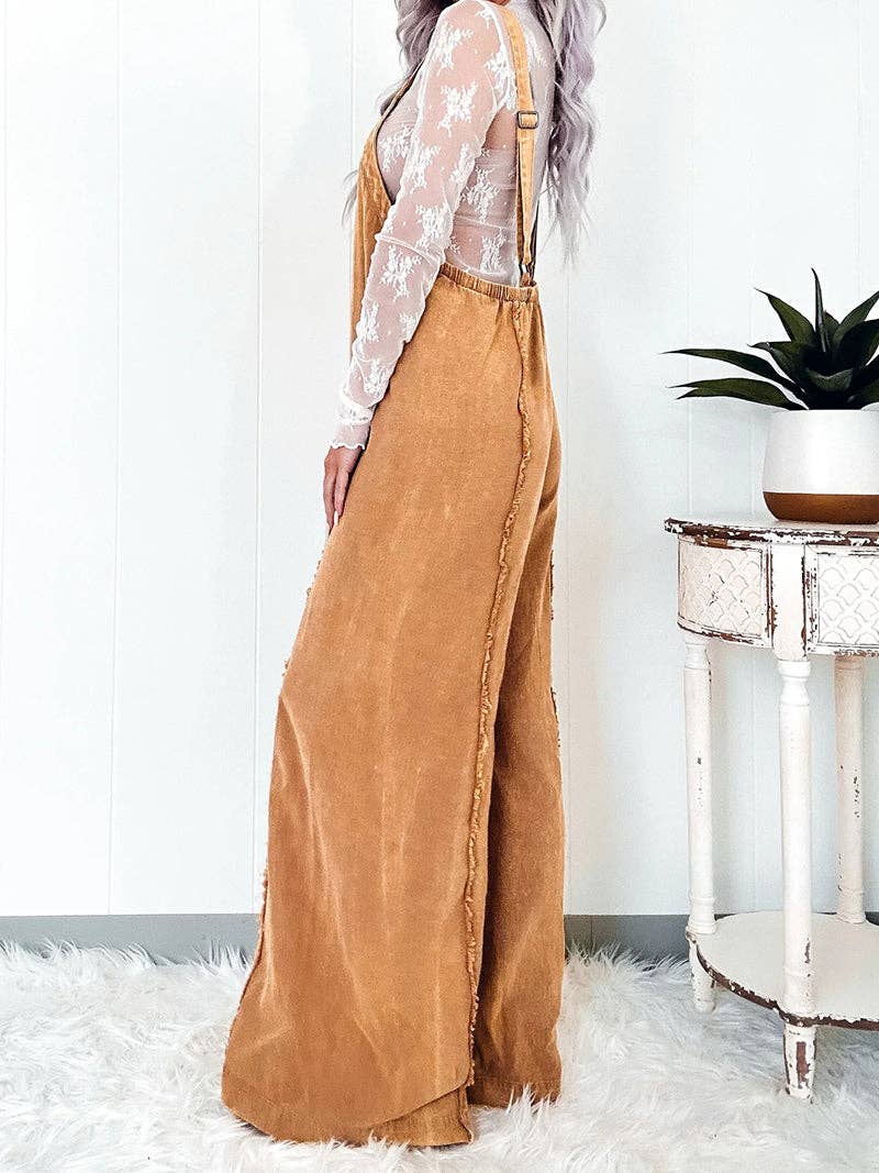 Wide-Leg Denim Romper