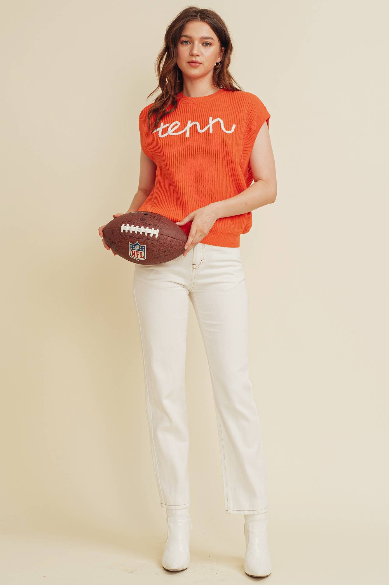 CSW10210Y - 'TENN" EMBROIDERED SLEEVELESS SWEATER TOP
