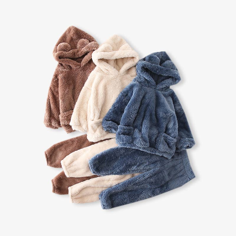 2 piece Toddler Ear Design Fuzzy Sweatshirt and Pants