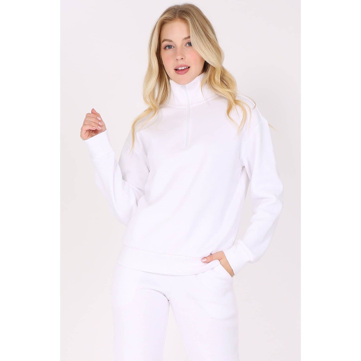Zip Fleece Pullover Long Sleeve Sweatshirt Top