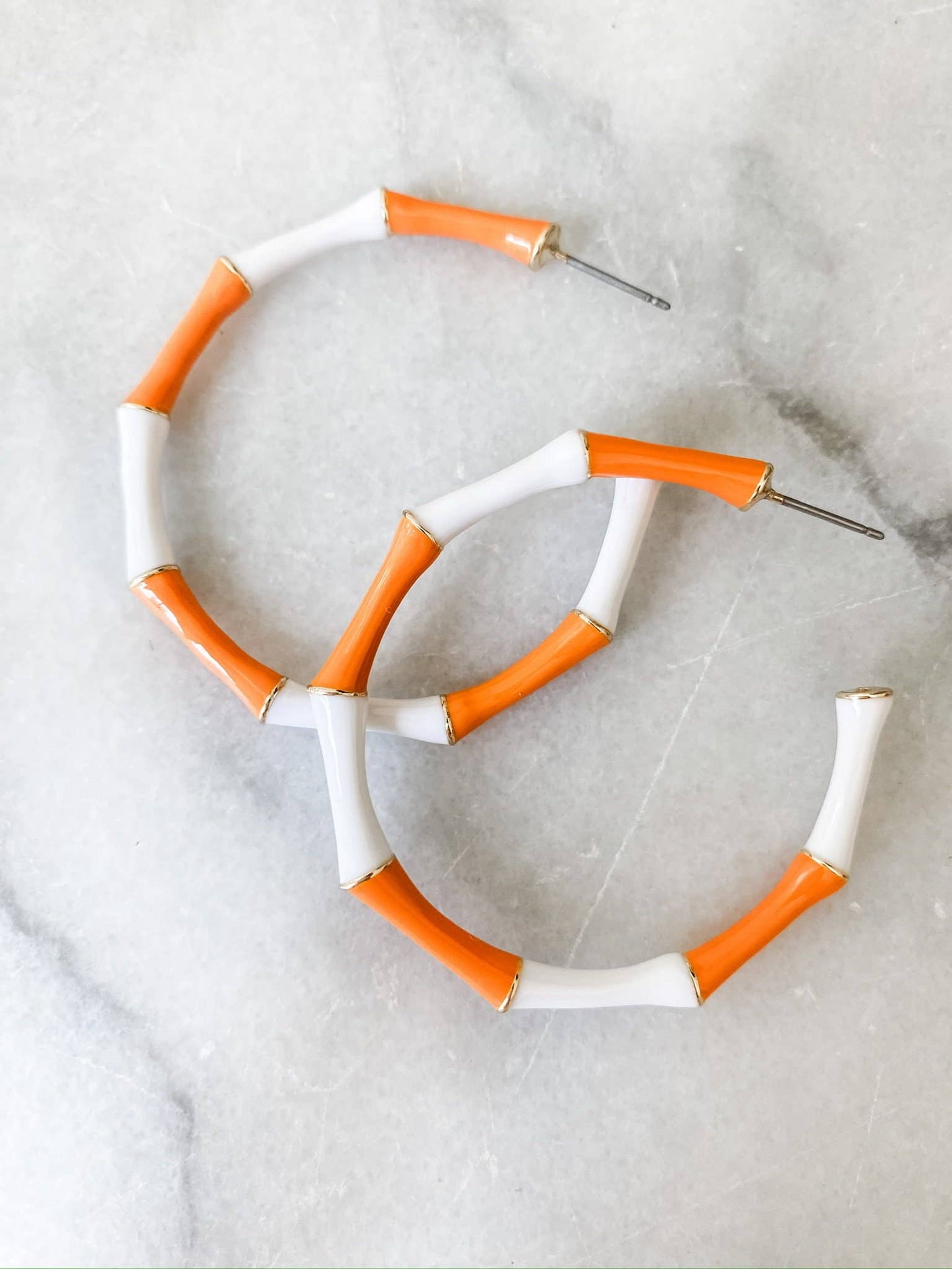 Enamel Bamboo Hoop Game Day Statement Earrings