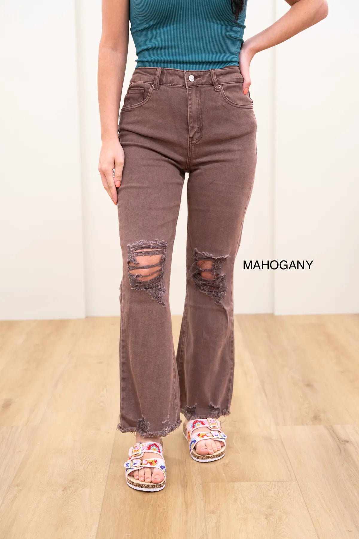 Zenana Distressed Cropped Pants