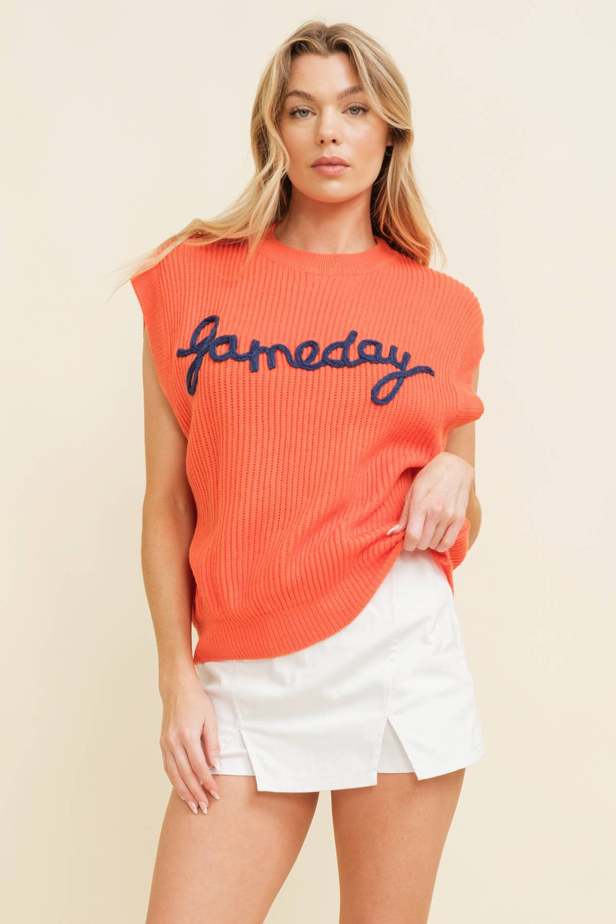 CSW10210-1 - 'GAMEDAY" EMBROIDERED SLEEVELESS SWEATER VEST