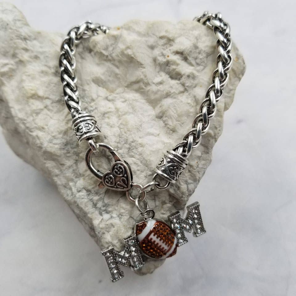 Crystal Football MOM Bracelet