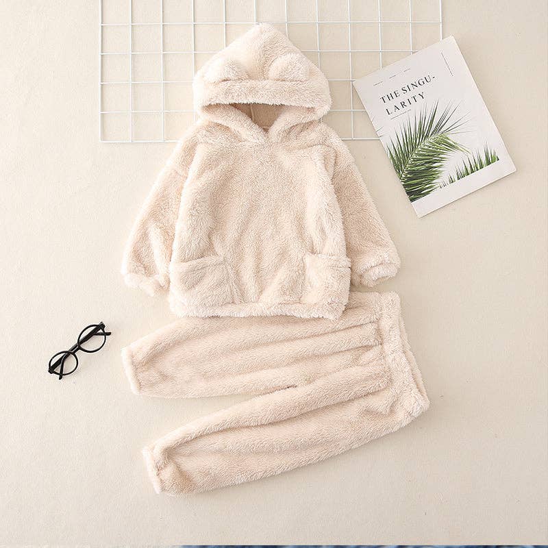 2 piece Toddler Ear Design Fuzzy Sweatshirt and Pants