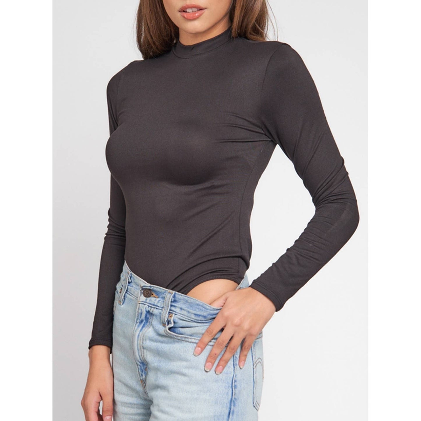 Dty Brushed Long Sleeve Mock Neck Bodysuit