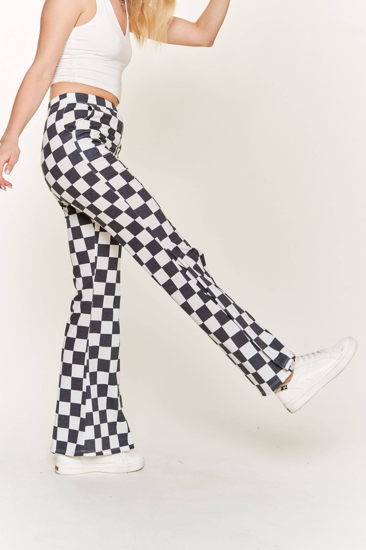 FLARED CHECKERED PANTS KRP3037-3 (Plus available)