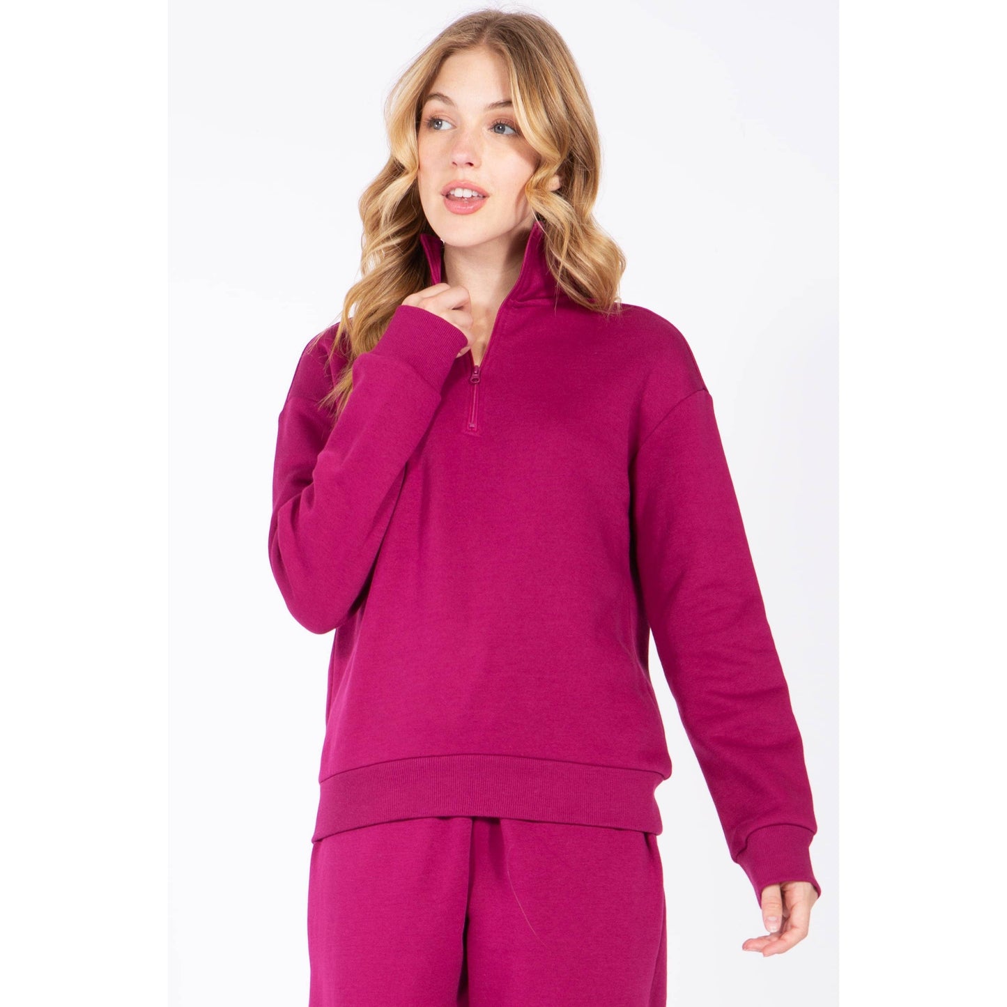 Zip Fleece Pullover Long Sleeve Sweatshirt Top