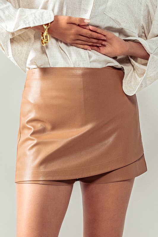 Leather Wrap Shorts