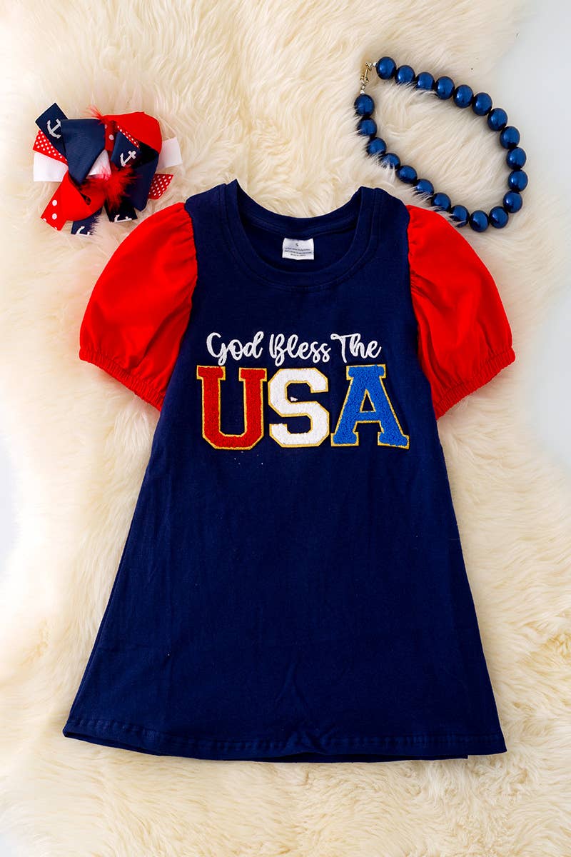 GOD BLESS THE USA, BUBBLE SLEEVE DRESS. DRG41216 JEA