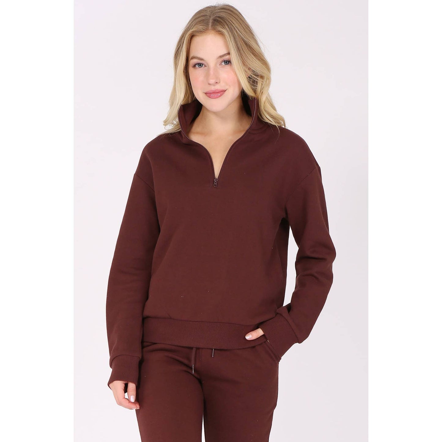 Zip Fleece Pullover Long Sleeve Sweatshirt Top