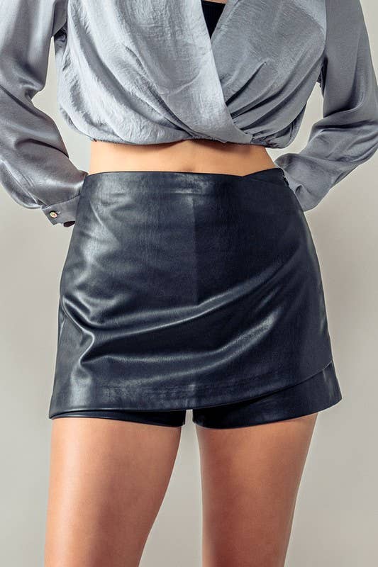 Leather Wrap Shorts