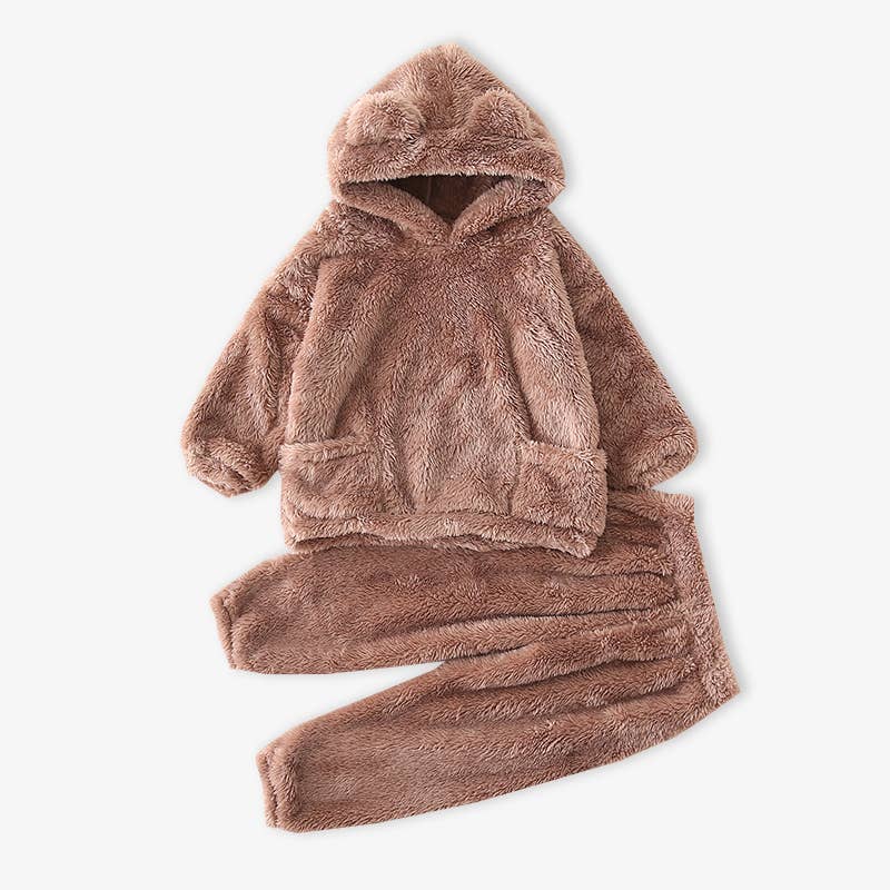 2 piece Toddler Ear Design Fuzzy Sweatshirt and Pants