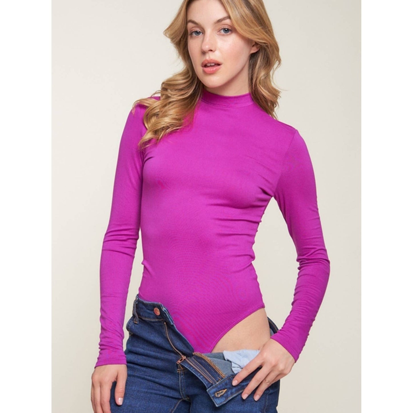 Dty Brushed Long Sleeve Mock Neck Bodysuit