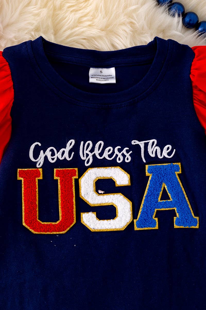 GOD BLESS THE USA, BUBBLE SLEEVE DRESS. DRG41216 JEA