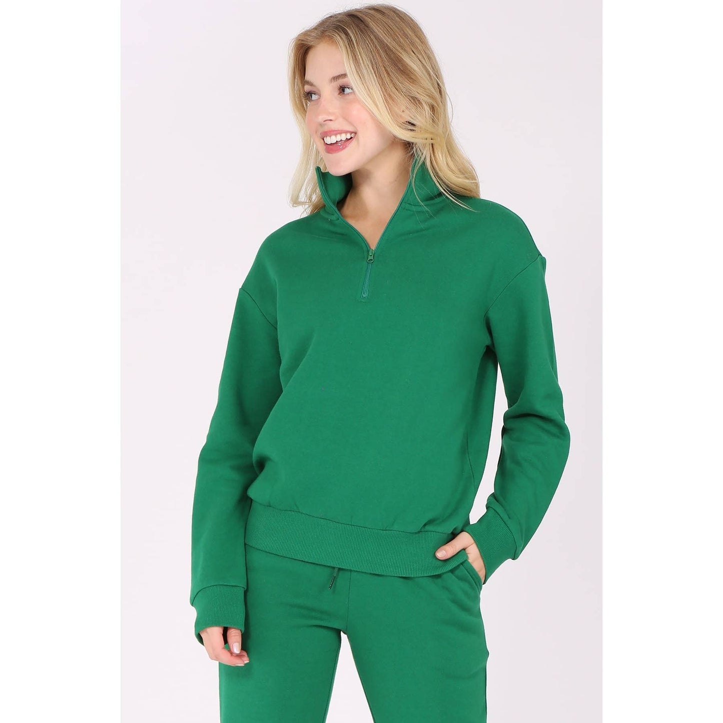 Zip Fleece Pullover Long Sleeve Sweatshirt Top