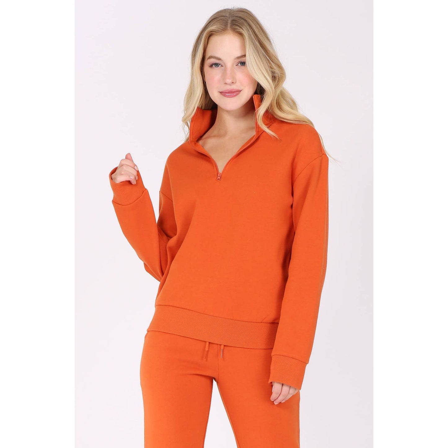 Zip Fleece Pullover Long Sleeve Sweatshirt Top