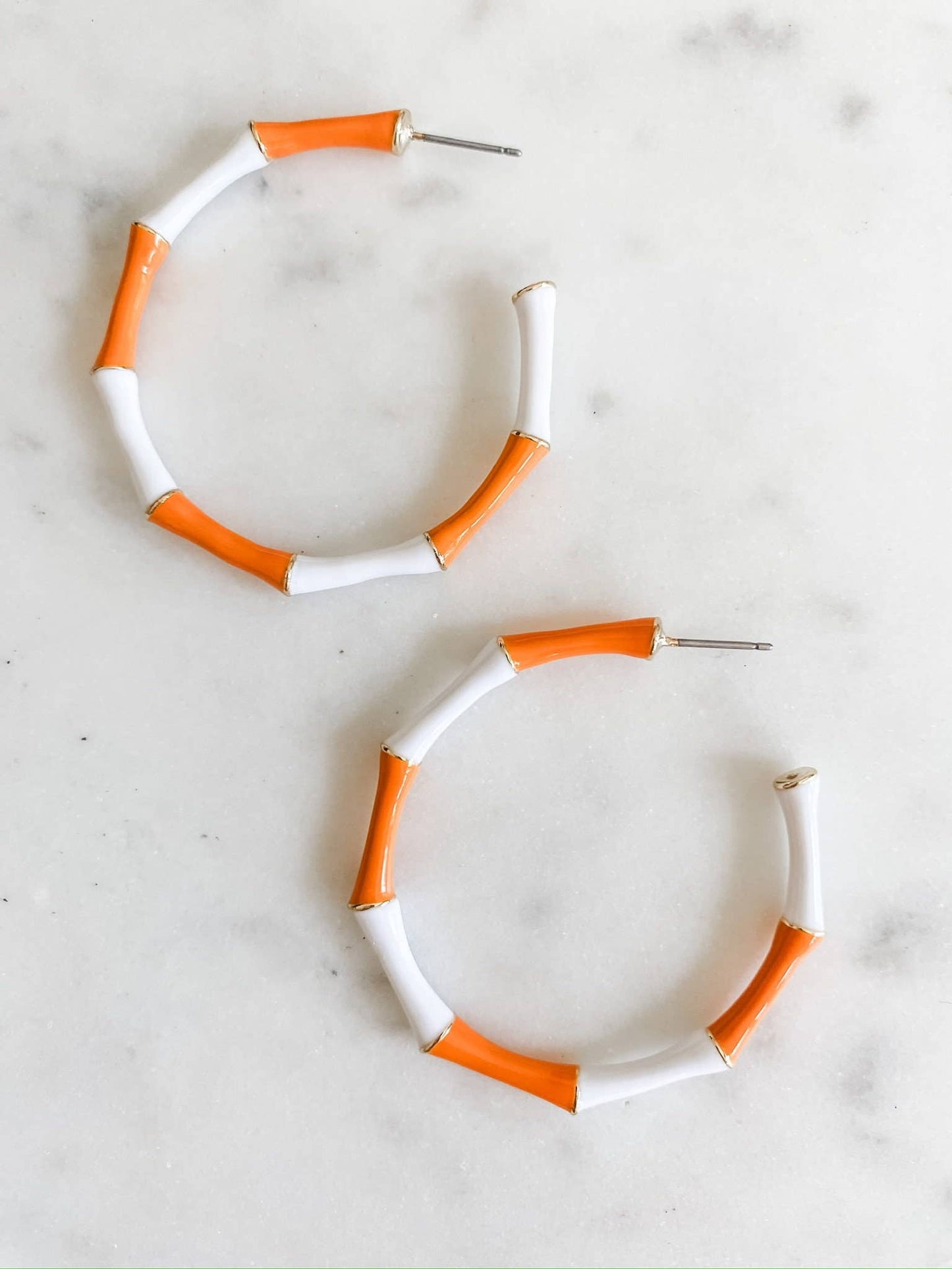 Enamel Bamboo Hoop Game Day Statement Earrings