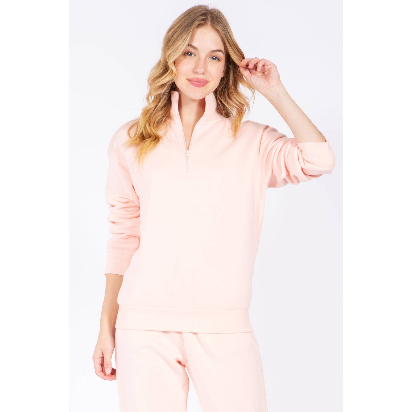 Zip Fleece Pullover Long Sleeve Sweatshirt Top