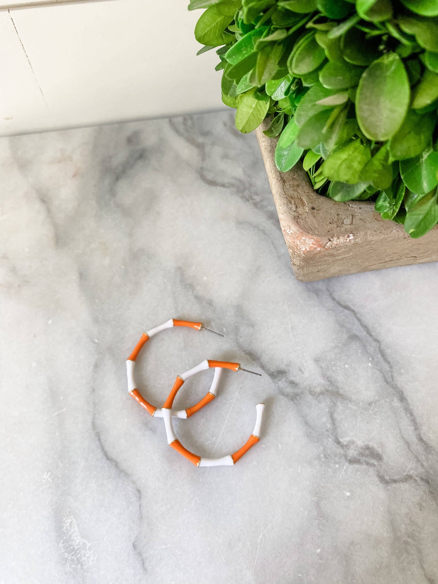 Enamel Bamboo Hoop Game Day Statement Earrings