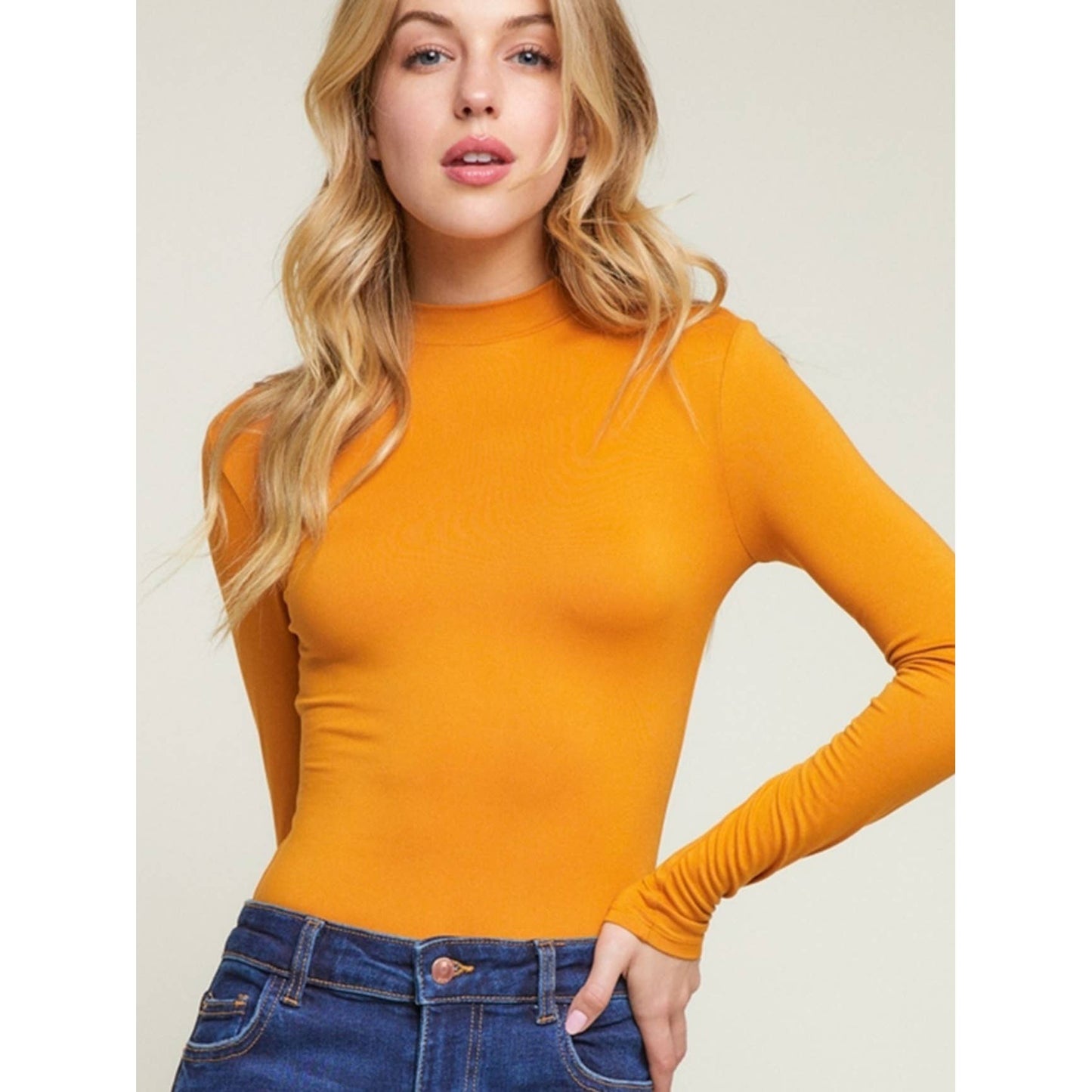 Dty Brushed Long Sleeve Mock Neck Bodysuit