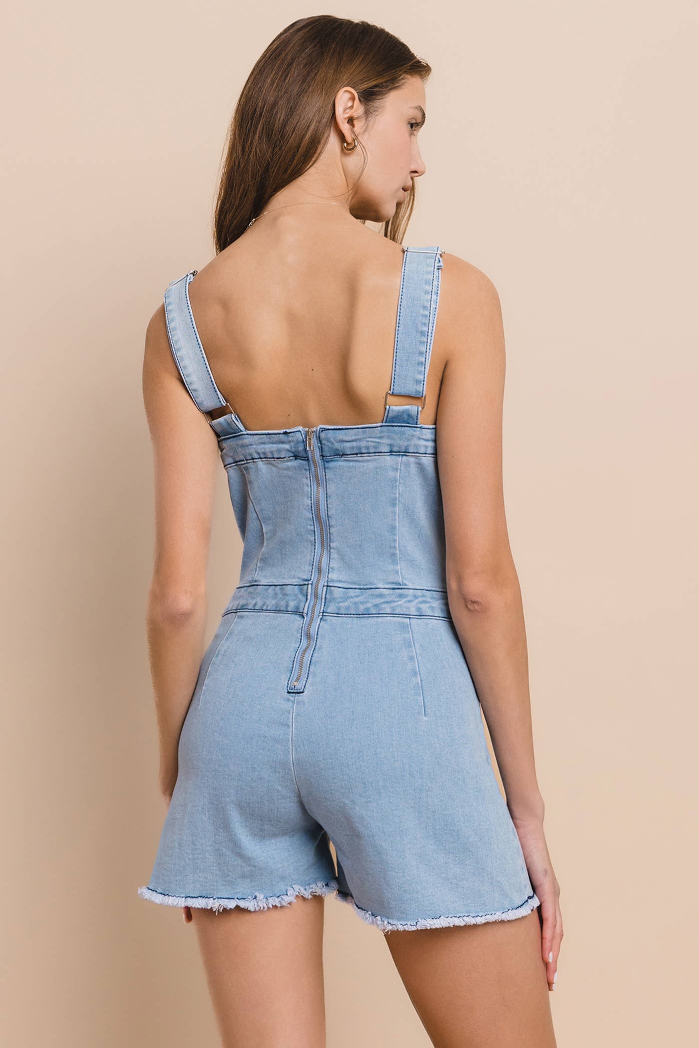 DENIM ROMPER WITH BUTTON DOWN DETAIL 4442