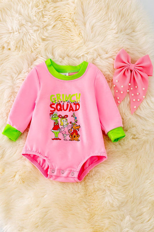 PinkChristmas character baby onesie with snap.RPG40174-AMY