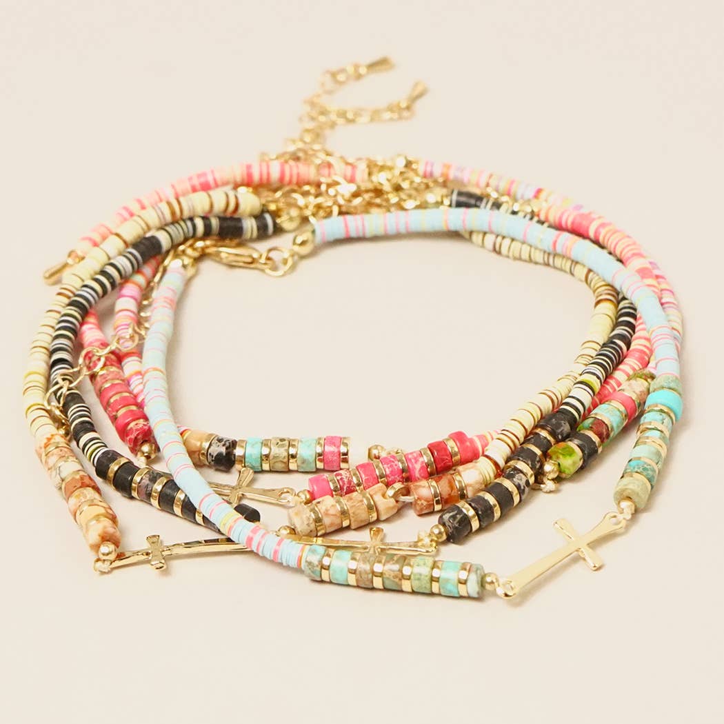 Assorted Color Disc Beaded Anklets