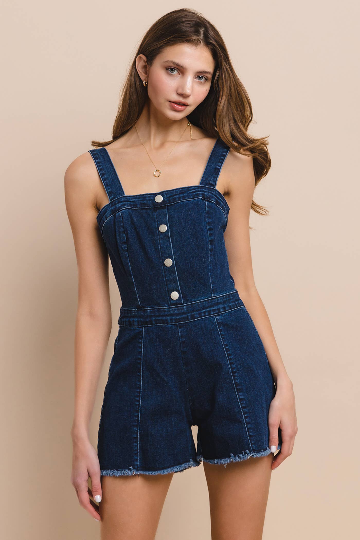 DENIM ROMPER WITH BUTTON DOWN DETAIL 4442
